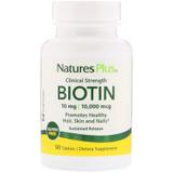 Биотин с замедленным высвобождением, Biotin, Nature's Plus, 10000 мкг, 90 таблеток, фото