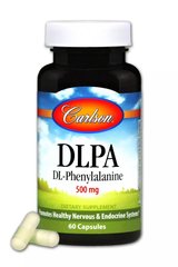 DLPA (фенилаланин), 500 мг, Carlson Labs, 60 капсул - фото