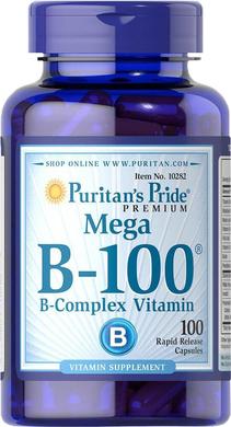 Вітаміни групи В, комплекс, Vitamin B-100, Puritan's Pride,100 капсул - фото