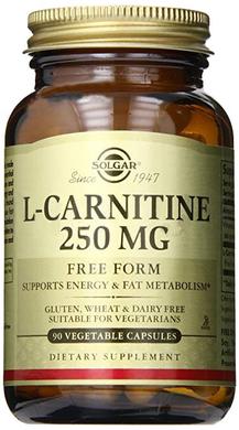 Л карнітин, L-Carnitine, Solgar, 250 мг, 90 капсул - фото