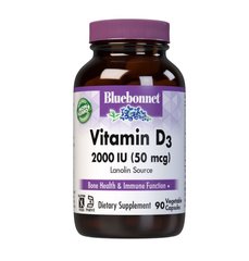 Вітамін D3 2000 МО, Vitamin D3, Bluebonnet Nutrition, 90 вегетаріанських капсул - фото