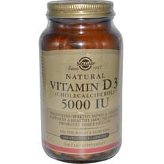 Витамин Д3, Vitamin D3, Solgar, 5000 МЕ, 240 капсул - фото