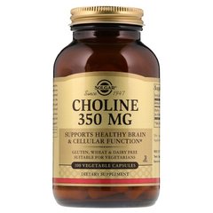 Холин, Choline, Solgar, 350 мг, 100 капсул - фото
