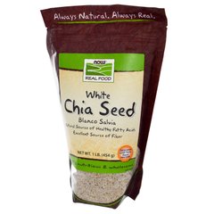 Cемена Чиа, Chia Seed, Now Foods, белые, 454 гр - фото