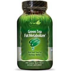 Зеленый чай для обмена жиров, Green Tea Fat Metabolizer, Irwin Naturals, 75 гелевых капсул - фото