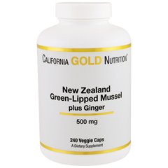 Мідії, імбир (формула здоров'я), Mussel Plus Ginger, California Gold Nutrition, 500 мг, 240 капсул - фото