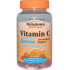 Витамин С, Vitamin C Gummies, Sundown Naturals, вкус апельсина, 90 жевательных конфет - фото
