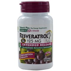 Ресвератрол (Resveratrol), Nature's Plus, Herbal Actives, 125 мг, 60 таблеток - фото