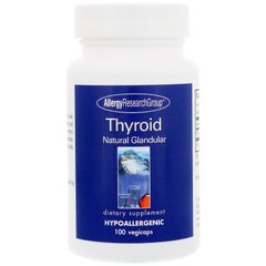 Поддержка щитовидной железы, Thyroid Natural Glandular, Allergy Research Group, 100 капсул - фото