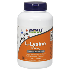 Лизин, L-Lysine, Now Foods, 500 мг, 250 таблеток - фото