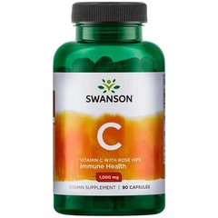 Витамин С с шиповником, Vitamin C with Rose Hips, Swanson, 1000 мг, 90 капсул - фото