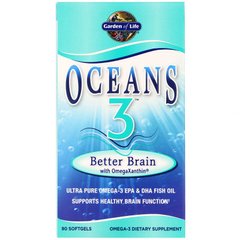 Омега-ксантин для мозговой активности, Oceans 3 Better Brain, Garden of Life, 90 капсул - фото