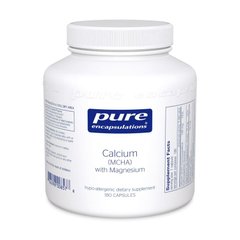 Кальций (MCHA) с магнием, Calcium (MCHA) with Magnesium, Pure Encapsulations, 140 мг/70 мг 180 капсул - фото