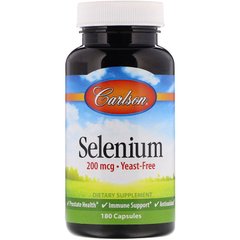 Селен. Selenium, Carlson Labs, 200 мкг, 180 капсул - фото