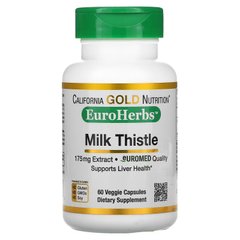 Розторопша, (Milk Thistle), California Gold Nutrition, 175 мг, 60 капсул - фото