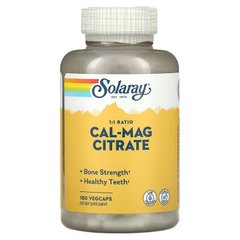 Кальцій і магній 1:1, Cal-Mag Citrate, Solaray, високоефективний, 180 капсул - фото