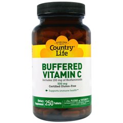 Буферізірованний вітамін С, Country Life, 500 мг, 250 таблеток - фото