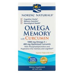 Омега з куркуміном для пам'яті, Omega Memory with Curcumin, Nordic Naturals, 60 капсул - фото
