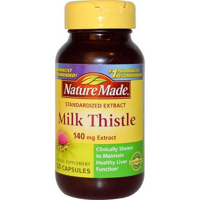 Расторопша, Milk Thistle, Nature Made, экстракт, 140 мг, 50 капсул - фото
