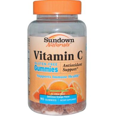 Витамин С, Vitamin C Gummies, Sundown Naturals, вкус апельсина, 90 жевательных конфет - фото