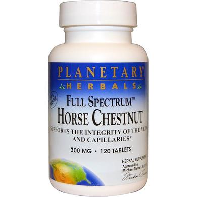 Конский каштан, экстракт семян, Horse Chestnut, Planetary Herbals, 300 мг, 120 таблеток - фото