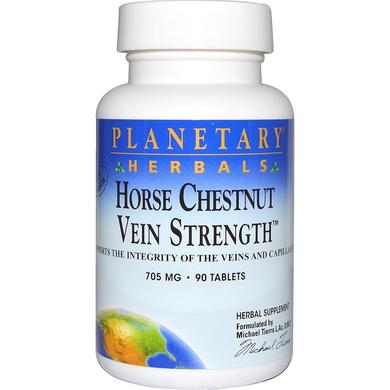 Прочность вен, Vein Strength, Planetary Herbals, конский каштан, 705 мг, 90 таблеток - фото