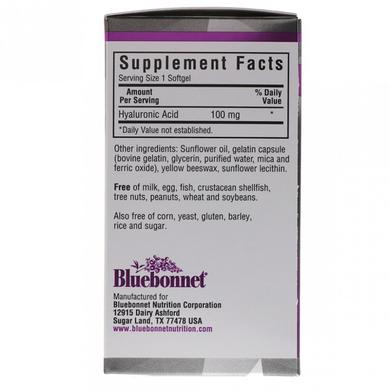 Гиалуроновая Кислота 100 мг, Bluebonnet Nutrition, 90 желатиновых капсул - фото