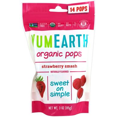Леденцы со вкусом клубники, Strawberry Pops, YumEarth, 14 шт - фото