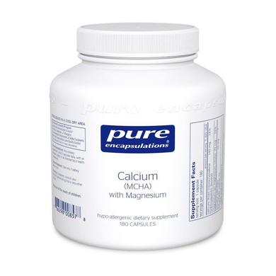 Кальцій (MCHA) з магнієм, Calcium (MCHA) with Magnesium, Pure Encapsulations, 140 мг/70 мг 180 капсул - фото