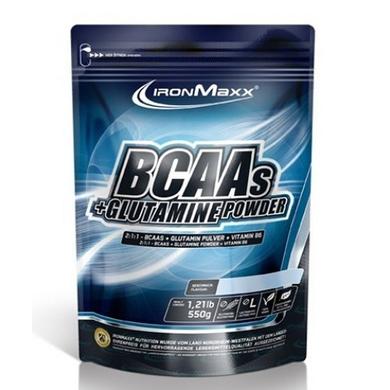 Аминокислоты BCAAs + Глютамин, BCAAs + Glutamine Powder, Iron Maxx , вкус лесные фрукты, 550 г - фото