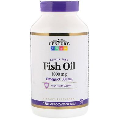Рыбий жир, Fish Oil, 1000 мг, 21st Century, 180 капсул - фото