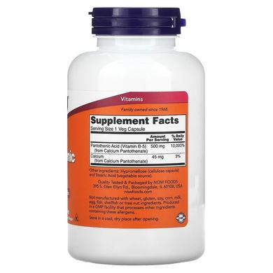 Пантотенова кислота (Pantothenic Acid), Now Foods, 500 мг, 250 капсул - фото