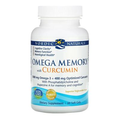 Омега з куркуміном для пам'яті, Omega Memory with Curcumin, Nordic Naturals, 60 капсул - фото