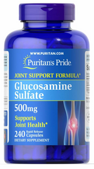 Глюкозамин сульфат, Glucosamine Sulfate, Puritan's Pride, 500 мг, 240 капсул - фото
