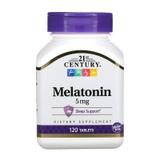 Мелатонін, Melatonin, 21st Century, 5 мг, 120 таблеток, фото