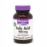 Фолієва кислота 400 мг, Folic Acid, Bluebonnet Nutrition, 90 вегетаріанських капсул, фото