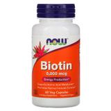 Биотин, Biotin, Now Foods, 5000 мкг, 60 капсул, фото