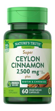 Супер кориця плюс біотин і хром, Super Cinnamon plus Biotin & Chromium, Nature's Truth, 1500 мг, 60 капсул - фото