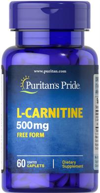 Л-карнитин, L-Carnitine, Puritan's Pride, 500 мг, 60 капсул - фото
