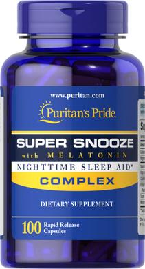 Супер сон з мелатоніном, Super Snooze with Melatonin, Puritan's Pride, 100 капсул - фото