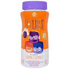 Витамин С жевательный, Children's Vitamin C, Solgar, U-Cubes, апельсин/клубника, 90 жевательных конфет - фото