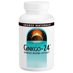 Гінкго Білоба - 24, Ginkgo, Source Naturals, 40 мг, 120 таблеток - фото