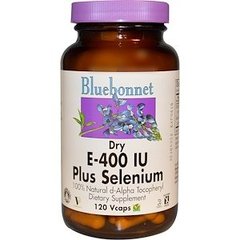 Витамин Е с селеном, Dry Vitamin E, Bluebonnet Nutrition, 400 МЕ, 120 капсул - фото