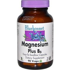 Магній і вітамін В-6, Magnesium Plus B6, Bluebonnet Nutrition, 90 капсул - фото