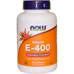Витамин Е, Natural E-400, Now Foods, 250 капсул - фото