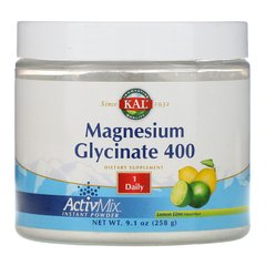 Магній глицинат, Magnesium Glycinate, Kal, лимон/лайм, 400 мг, 315 г - фото