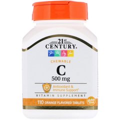 Витамин С, Chewable C-500, 21st Century, жевательный, 110 таблеток - фото