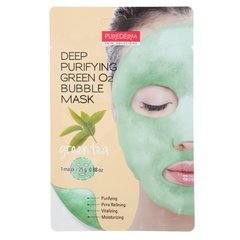 Глубокоочіщающая піниться маска Зелений чай, Deep Purifying Green O2 Bubble Mask Green Tea, Puredem, 25г - фото