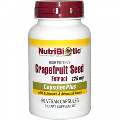 Экстракт грейпфрутовой косточки, Grapefruit Seed Extract, NutriBiotic, 90 капсул - фото