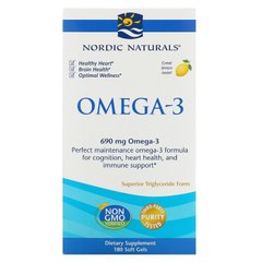 Очищенный рыбий жир, Omega-3, Nordic Naturals, лимон, 690 мг, 180 капсул - фото